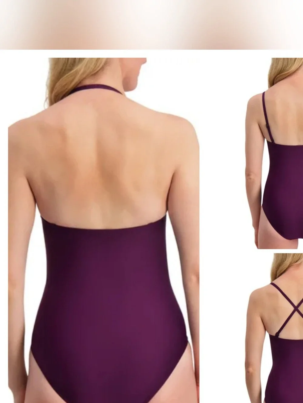 DKNY Adjustable Straps Ruched One-Piece Swimsuit Plum Purple EGGPLANT Purple - Picture 11 of 12